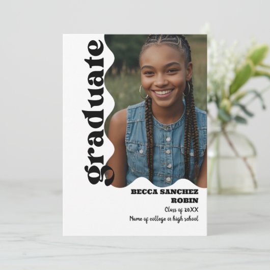 Retro College Uitnodiging voor afstuderen (Staand voorkant)