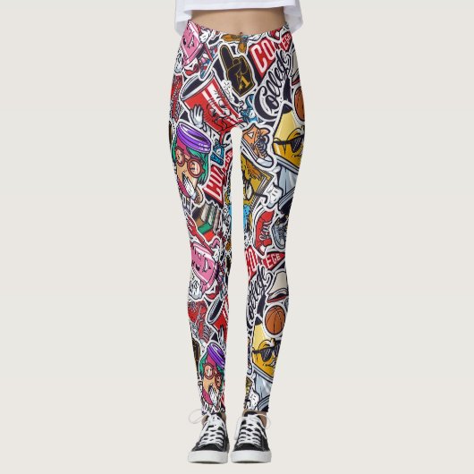 Retro College Vibes Leggings - Leuk & Funky Stijl! (Voorkant)