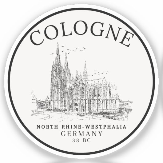 Retro Cologne Cathedral Germany Panorama Sticker (Voorkant)