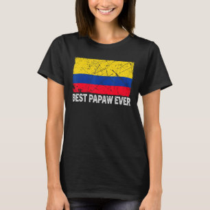 Retro Colombia Flag Best Papaw Ever Vaderdag T-shirt
