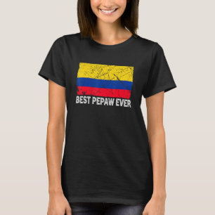 Retro Colombia Flag Best Pepaw Ever Vaderdag T-shirt