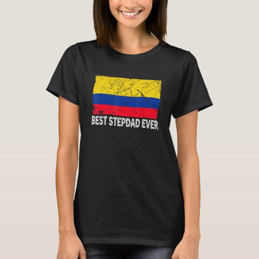 Retro Colombia Flag Best Stepdad Ever Vader's Da T-shirt (Voorkant)