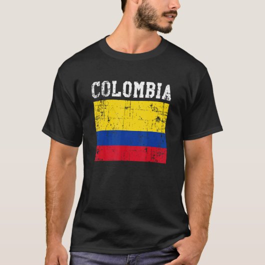 Retro Colombia Vlag Columbiaanse roots T-shirt (Voorkant)