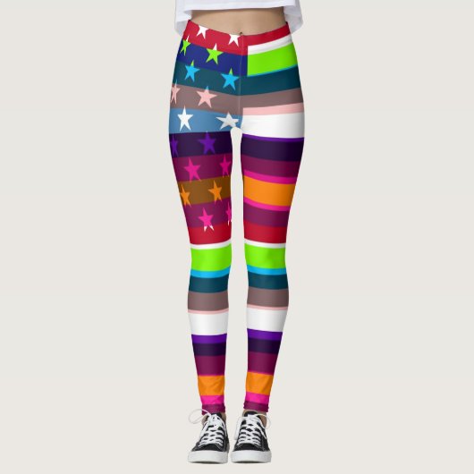 Retro Color American Flag Leggings (Voorkant)