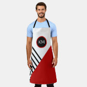 Retro Color Block Stripes Pattern met Monogram Schort (Gedragen)