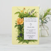 Retro Color Botanical Wildflowers Wedding Kaart (Staand voorkant)