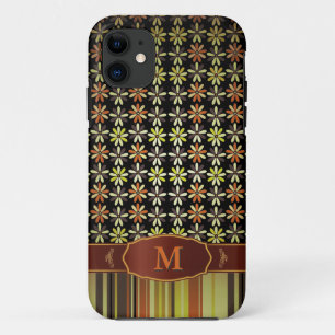 Retro Color Flower Stripe Monogram iPhone 5 Case-Mate iPhone Case