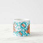 Retro Color Leaf Pattern Monogramed Espresso Kop (Voorkant)