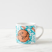 Retro Color Leaf Pattern Monogramed Espresso Kop (Rechts)