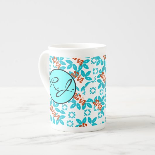 Retro Color Leaf Pattern Monogramed Porselein Kop (Links)