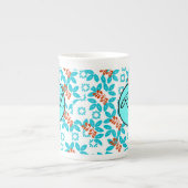 Retro Color Leaf Pattern Monogramed Porselein Kop (Voorkant)