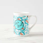 Retro Color Leaf Pattern Monogramed Porselein Kop (Rechts)