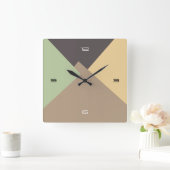 Retro Color Modern Geometric Pattern #10 Vierkante Klok (Huis)