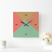Retro Color Modern Geometric Pattern #8 Vierkante Klok (Huis)