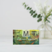 Retro Color Modern Wood Graan Monogram #2 Visitekaartje (Staand voorkant)