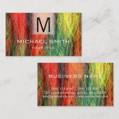 Retro Color Modern Wood Graan Monogram #4 Visitekaartje (Voorkant / Achterkant)