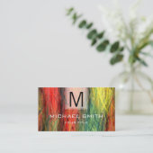 Retro Color Modern Wood Graan Monogram #4 Visitekaartje (Staand voorkant)