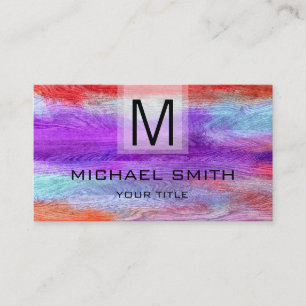 Retro Color Modern Wood Graan Monogram #9 Visitekaartje