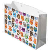 Retro Color Owl Patroon Groot Cadeauzakje (Achterkant Gekanteld)