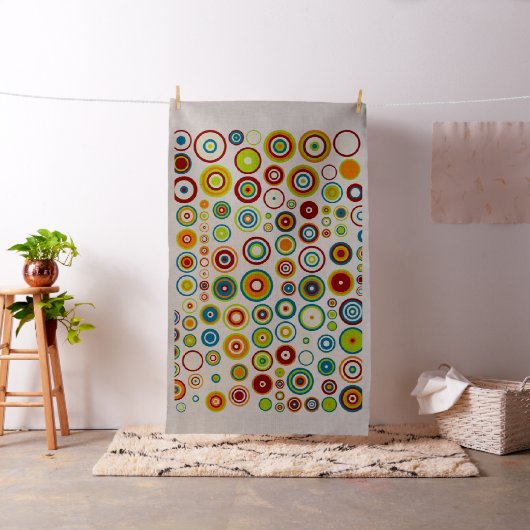 Retro Color Polka Dot Circles Patroon #5 Stof (Voorbeeld)