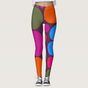 Retro Color Polka Dots Pattern #15 Leggings
