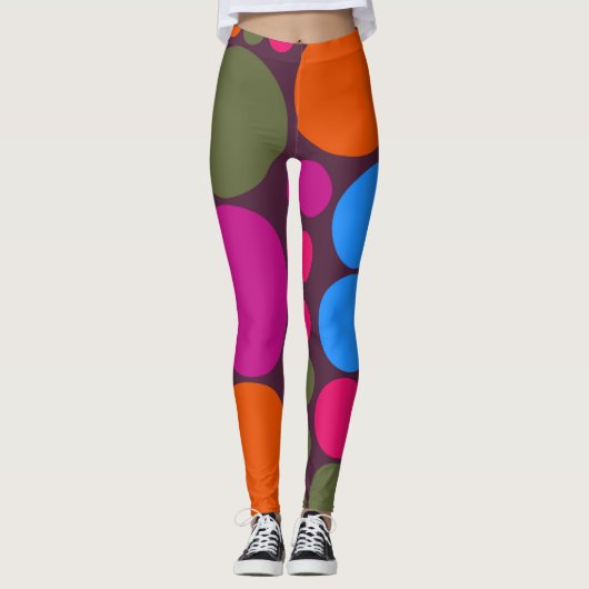 Retro Color Polka Dots Pattern #15 Leggings (Voorkant)