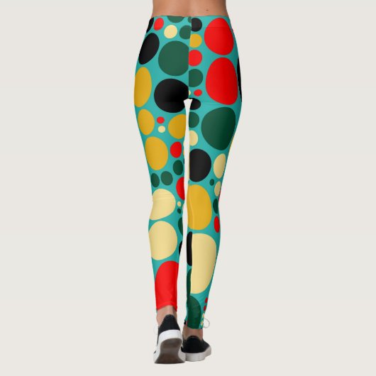 Retro Color Polka Dots Pattern #17 Leggings (Achterkant)
