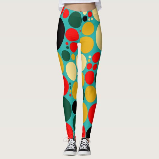 Retro Color Polka Dots Pattern #17 Leggings (Voorkant)