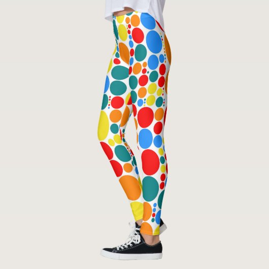Retro Color Polka Dots Pattern #20 Leggings (Links)