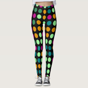 Retro Color Polka Dots Pattern #23 Leggings