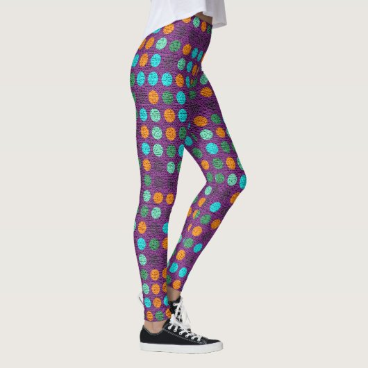 Retro Color Polka Dots Pattern #2 Leggings (Rechts)