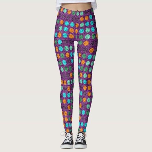 Retro Color Polka Dots Pattern #2 Leggings (Voorkant)