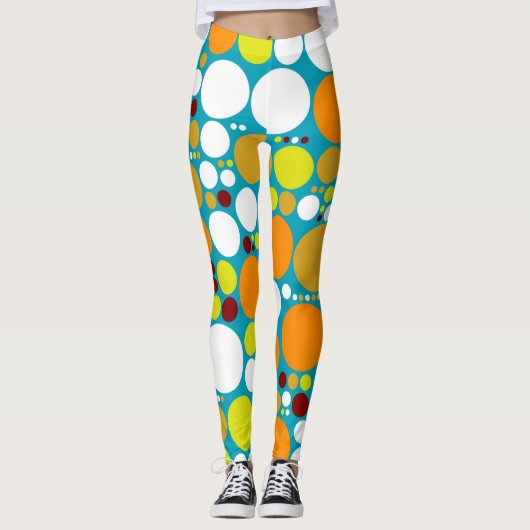 Retro Color Polka Dots Pattern #6 Leggings (Voorkant)