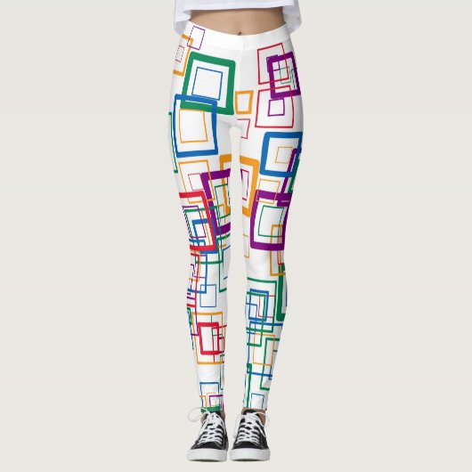Retro Color Squares Pattern #10 Leggings (Voorkant)