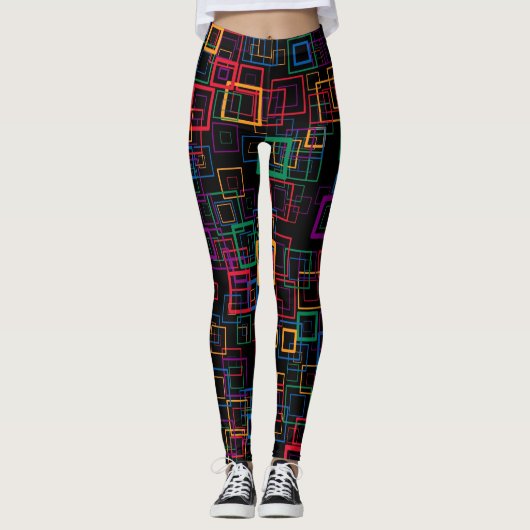 Retro Color Squares Pattern #12 Leggings (Voorkant)