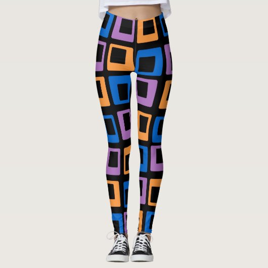 Retro Color Squares Pattern #13 Leggings (Voorkant)