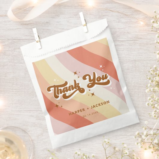 Retro Color Waves Terracotta Hartelijk dank Bedankzakje (Geknipt)