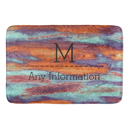 Retro Color Wood Grain Textiemonogram #2 Badmat (Voorkant)