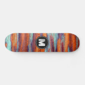 Retro Color Wood Grain Textiemonogram #2 Persoonlijk Skateboard (Horizontaal)