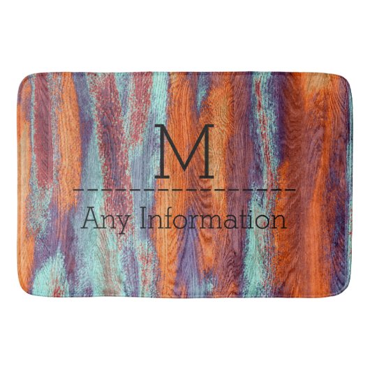 Retro Color Wood Grain Textiemonogram Badmat (Voorkant)