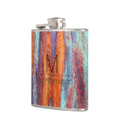Retro Color Wood Grain Textiemonogram Heupfles (Links)