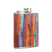 Retro Color Wood Grain Textiemonogram Heupfles (Rechts)
