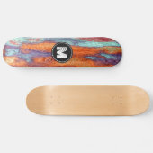 Retro Color Wood Grain Textiemonogram Skateboard (Horizontaal)