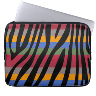 Retro Color Zebra Stripe Patroon 8 Laptop Sleeve