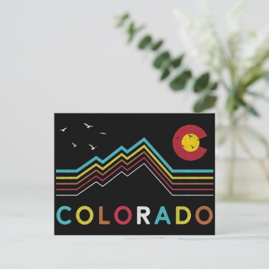 Retro Colorado Flag Rocky Mountain Souvenir Briefkaart (Staand voorkant)