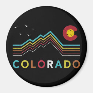 Retro Colorado Flag Rocky Mountain Souvenir Magneet