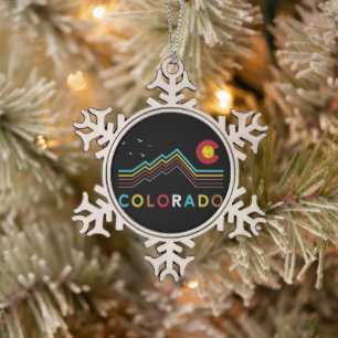 Retro Colorado Flag Rocky Mountain Souvenir Tin Sneeuwvlok Ornament