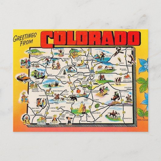 Retro Colorado Kaart Ansichtkaart (Voorkant)
