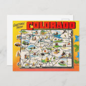 Retro Colorado Kaart Briefkaart (Voorkant / Achterkant)