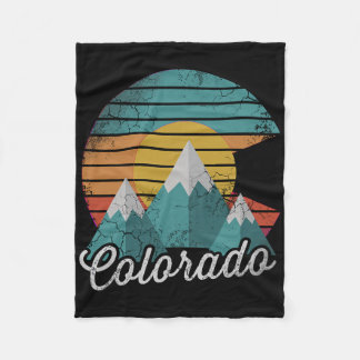 Retro Colorado Mountains Home Love Family Vacking Fleece Deken